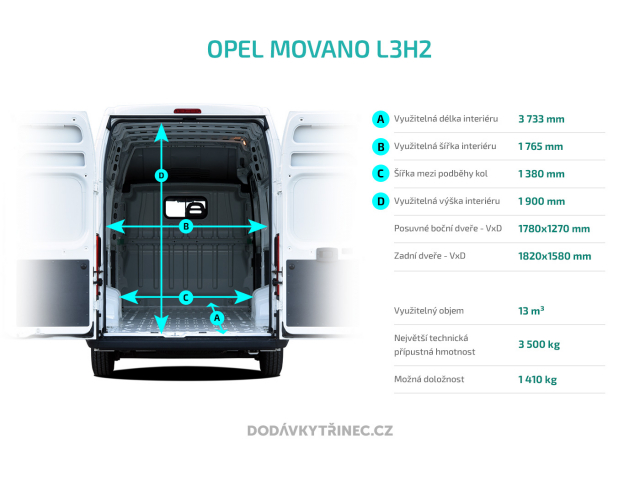 Rozměry Opel Movano L3H2